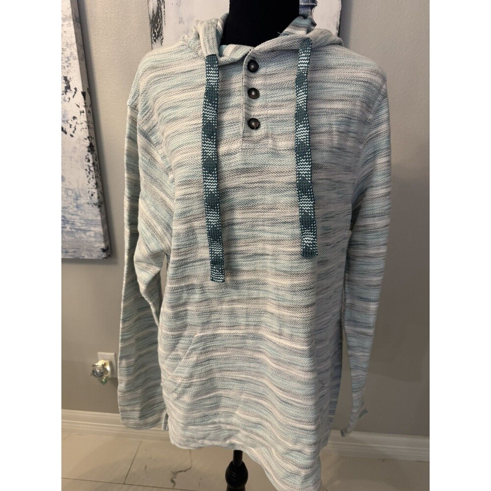 Cool Free Planet Men’s Large Striped Baja Hoodie Pullover  Sz lg